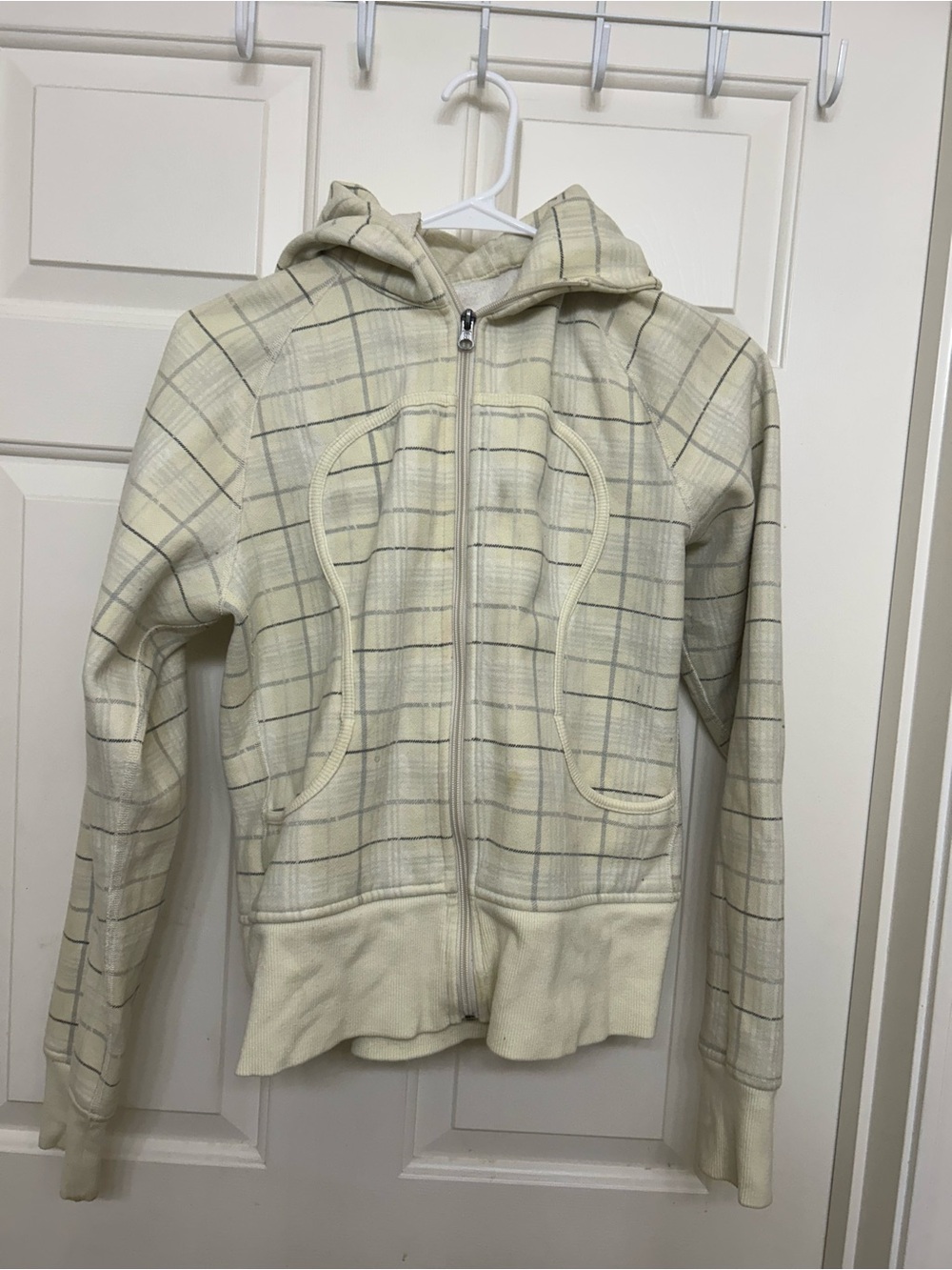 lululemon athletica Cream Plaid Hooded Zip Jacket